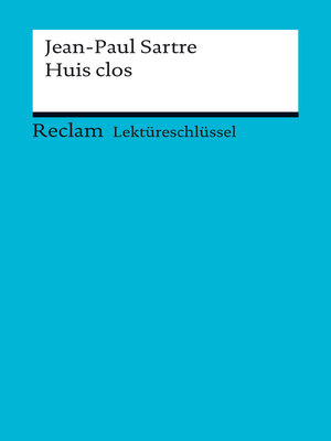 cover image of Lektüreschlüssel. Jean-Paul Sartre